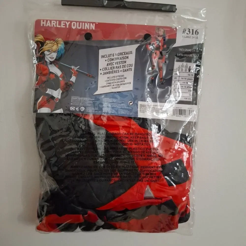 DC Harley Quinn Halloween Costume Romper Cosplay Dress Up Girls NEW